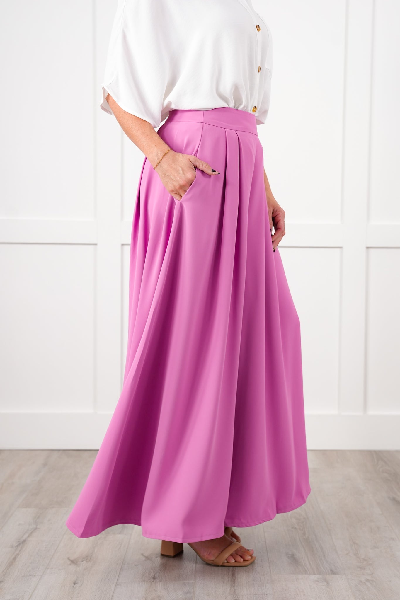 Pleated High Waist Wide Leg Pants