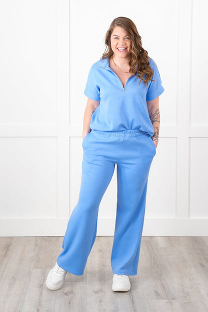 Door Buster! Plus/Reg Short Dolman Sleeve Half Zip Top and Pant Travel Set