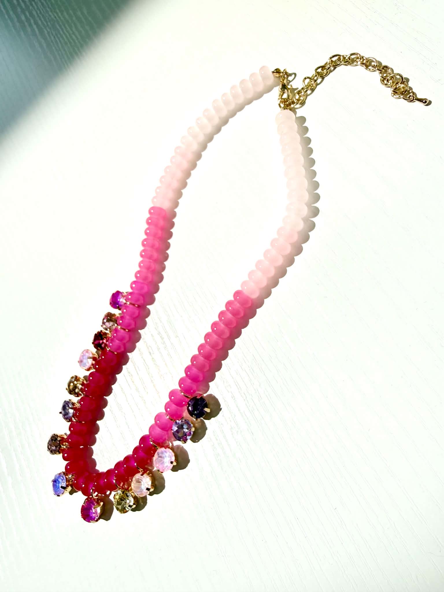 Color-Gradient Crystal Beaded Statement Necklace - Freckled Poppy
