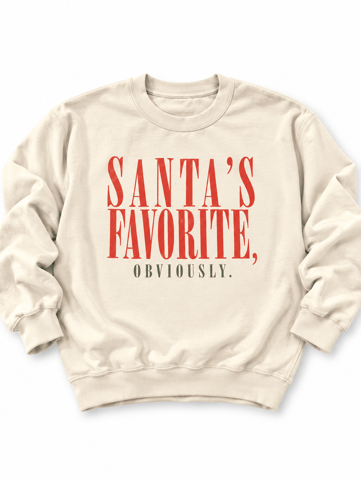 Plus/Reg Long Sleeve "Santa's Favorite, Obviously." Graphic Sweatshirt - Freckled Poppy