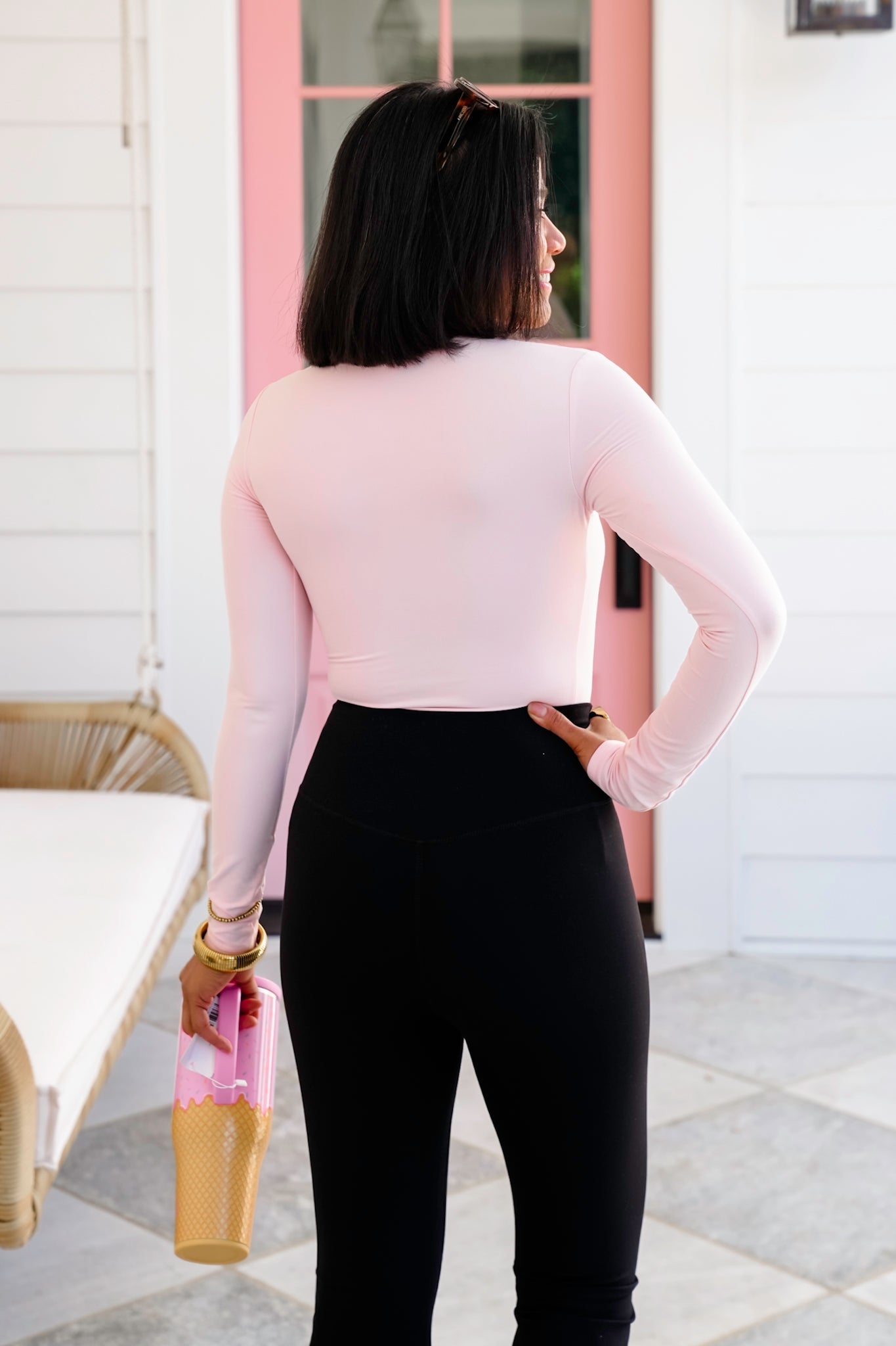 Solid Knit Long Sleeve Round Neck Tee