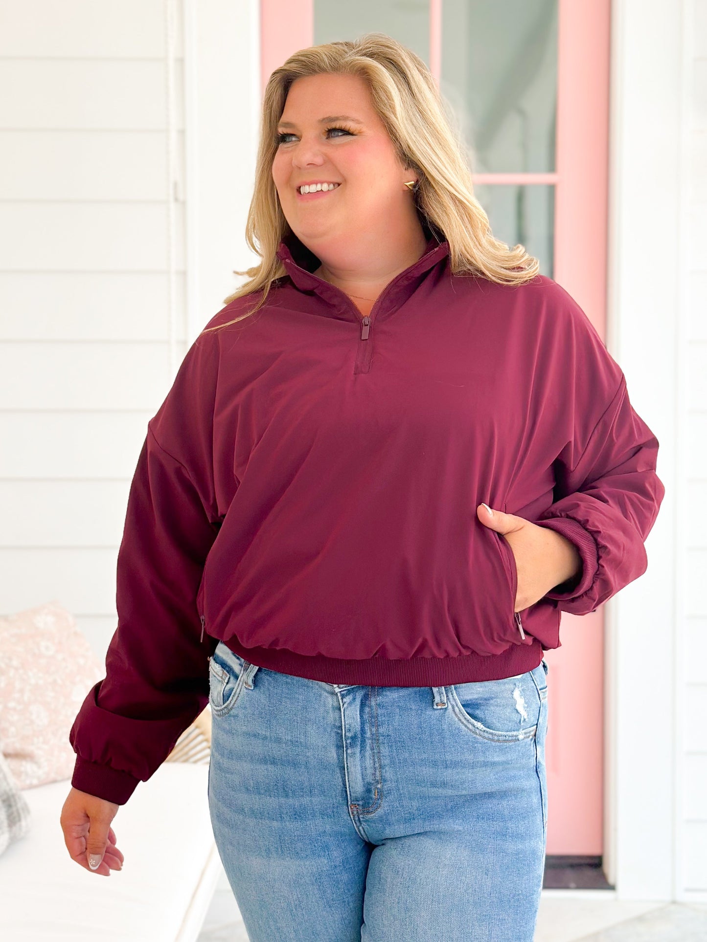 Long Sleeve 1/4 Zip Woven Jacket With Fleece Lining (Multiple Colors)