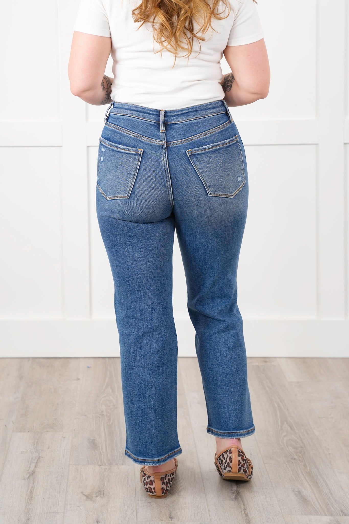 Vervet High Rise Medium Wash Slim Wide Leg Ankle Jeans