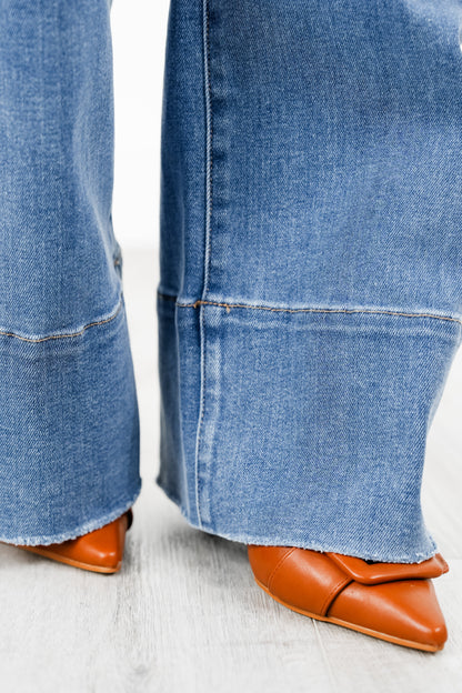 Vervet High Rise Medium Wash A Line Wide Leg Jeans