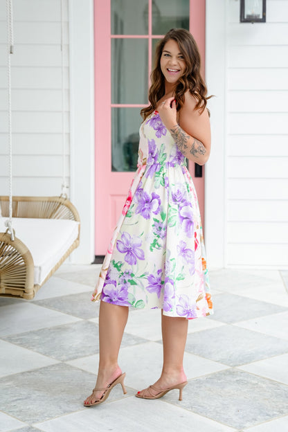 Floral Print Sleeveless Smocked Dress