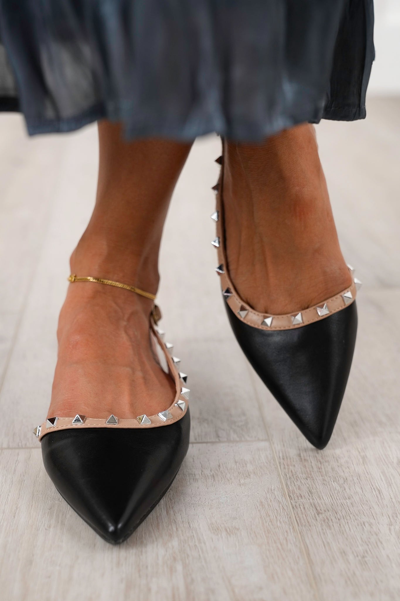 Restock! Studded Slingback Flat with Adjustable Ankle Strap