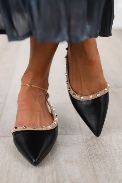 Restock! Studded Slingback Flat with Adjustable Ankle Strap