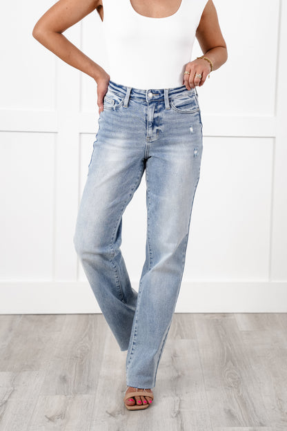 Judy Blue 34" Inseam Straight Leg High Rise Jeans