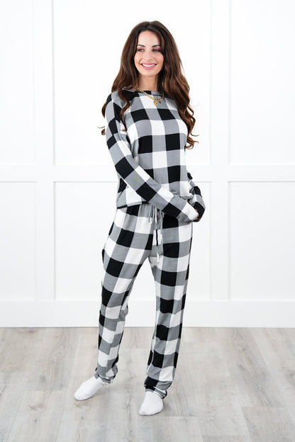 Plus/Reg Buffalo Plaid Elastic Waist Lounge Pants