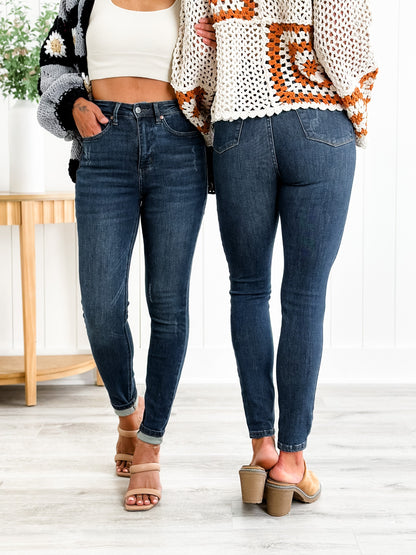 Judy Blue Skinny Minnie Dark Wash High Rise Tummy  Control Top Skinny Jeans