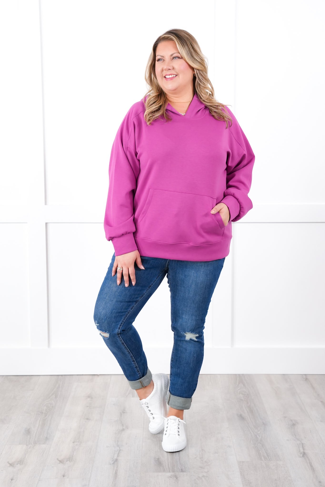 Door Buster! Plus/Reg Long Sleeve Pullover Hoodie with Kangaroo Pocket