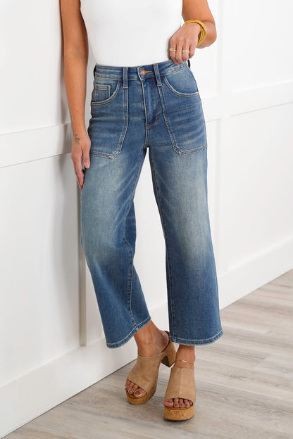 Judy Blue The Perfect Fit High Rise Wide Leg Crop Jeans