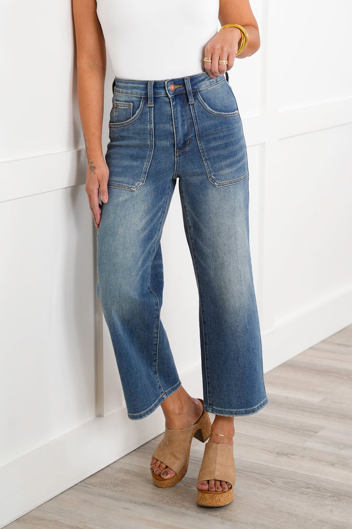 Judy Blue The Perfect Fit High Rise Wide Leg Crop Jeans