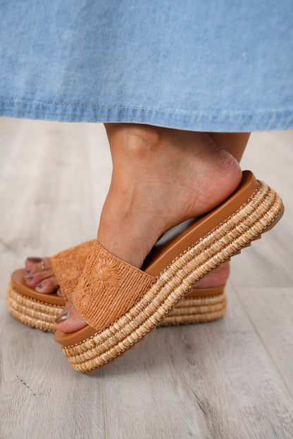 Corky's "BRB" Textured Woven Platform Slide Sandal