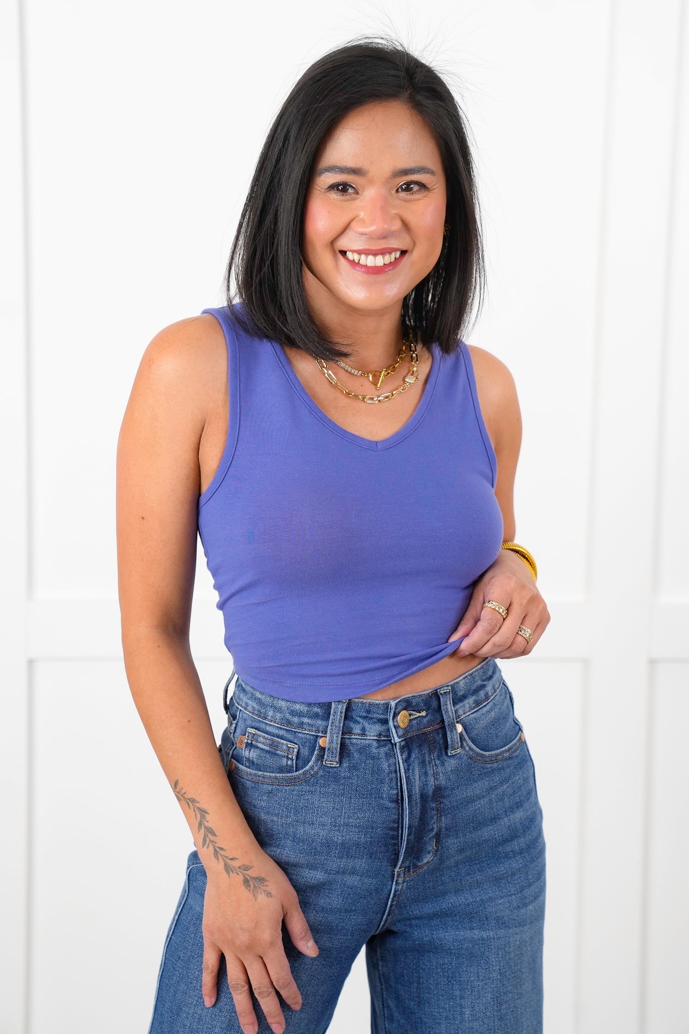 Door Buster! Zenana Cropped Cami V-Neck Cotton Top