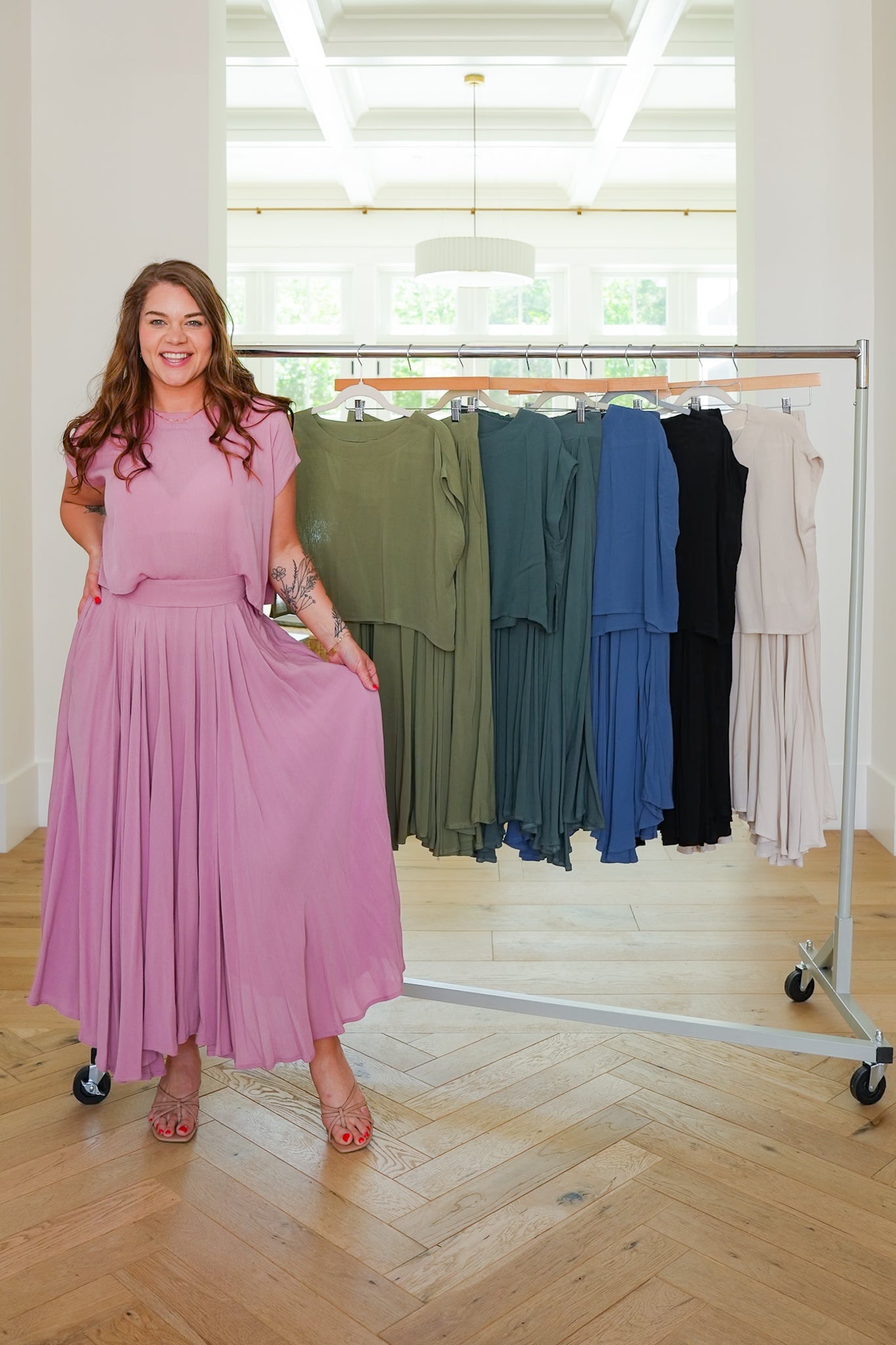 Door Buster! Zenana Woven Gauze Crop Tee And Skirt Set