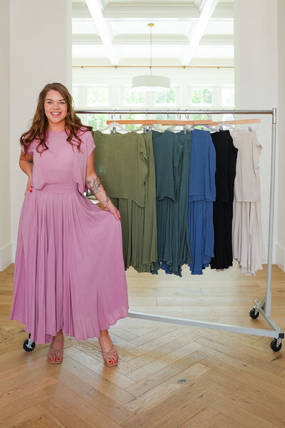 Door Buster! Zenana Woven Gauze Crop Tee And Skirt Set