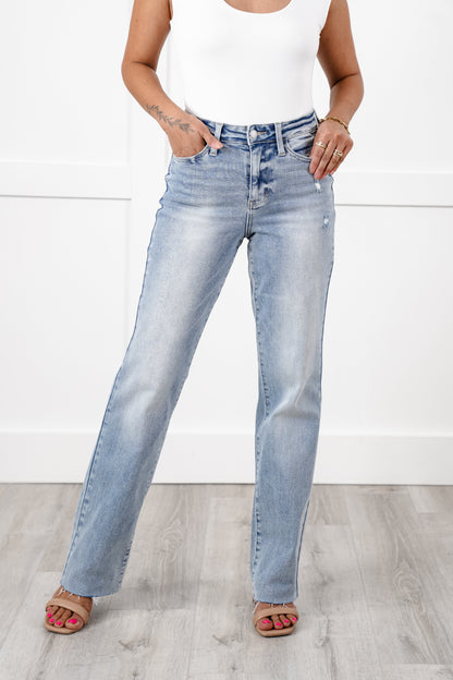 Judy Blue 34" Inseam Straight Leg High Rise Jeans
