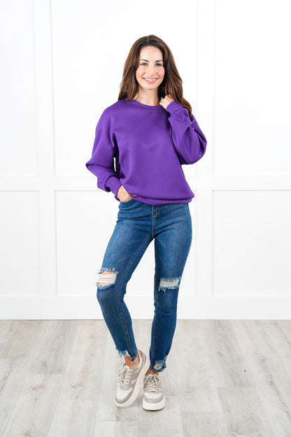 Long Sleeve Crew Neck Scuba Knit Sweatshirt