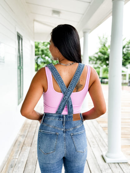 Judy Blue High Rise Control Top Non Distressed Flare Overall