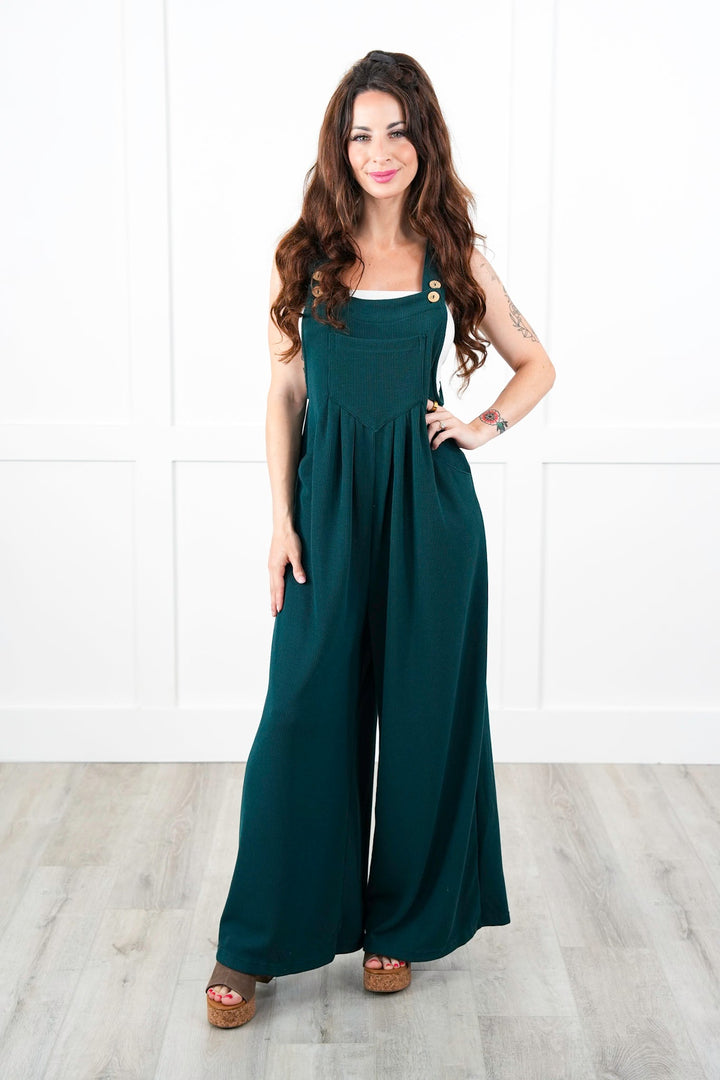 Sleeveless Wide Leg Jumpsuit with Side Pockets (Multiple Colors)