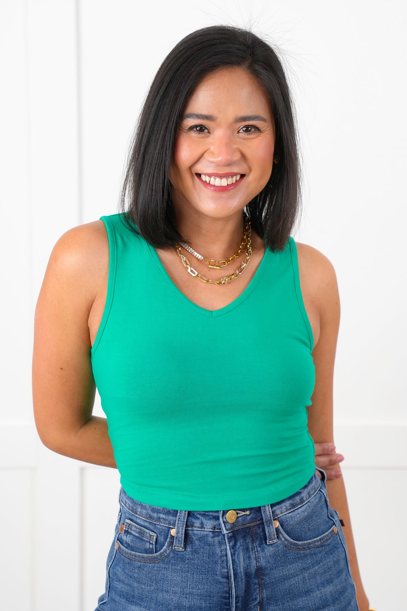 Door Buster! Zenana Cropped Cami V-Neck Cotton Top