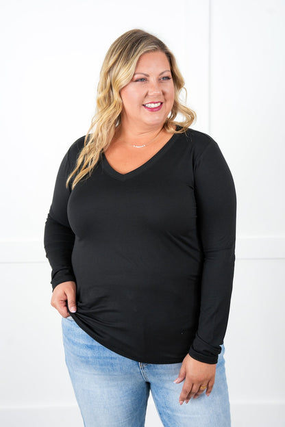 Door Buster! Plus/Reg Zenana Microfiber Long Sleeve V-Neck Tee