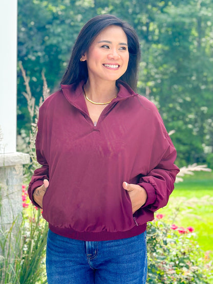 Long Sleeve 1/4 Zip Woven Jacket With Fleece Lining (Multiple Colors)
