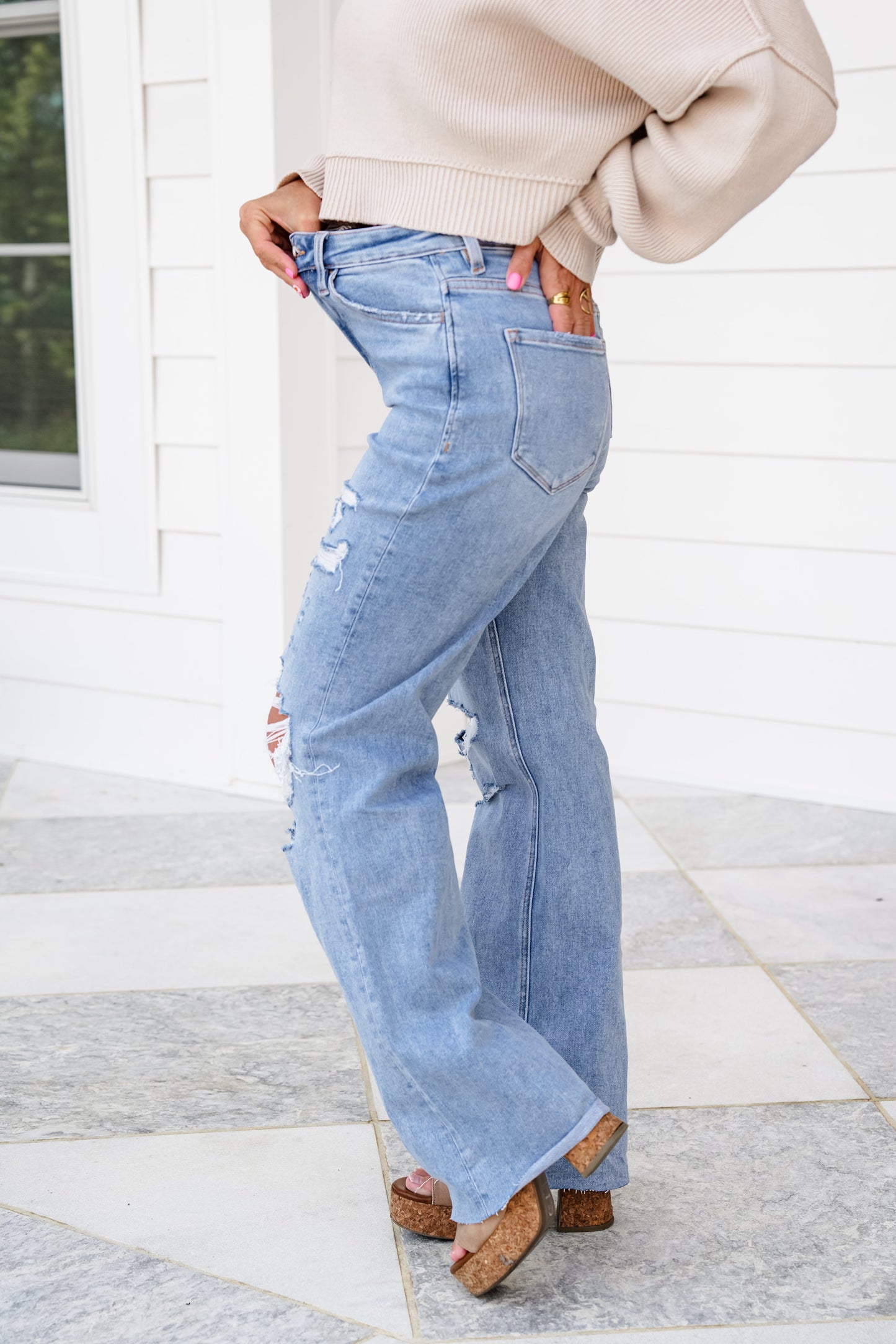 Lovervet Heart Shaped Box high Rise Light Wash 90's Vintage Wide Leg