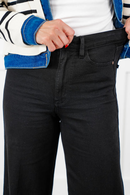 Judy Blue  Retrograde High Rise Black Wide Leg Jeans with Cuff