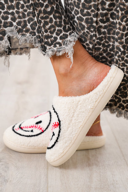 Baseball Happy Face House Slippers