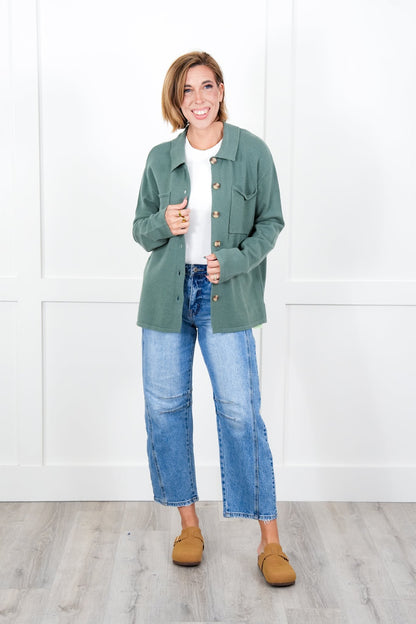 Long Sleeve Button Down Cardigan with Chest Pockets