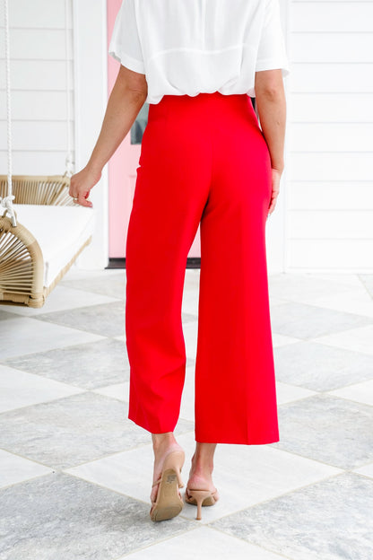 Red  Wide Leg Pants