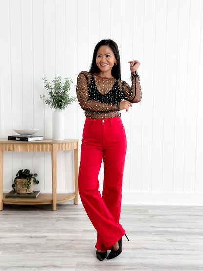 Judy Blue Red Hot High Rise Red 90's Straight Leg Jeans