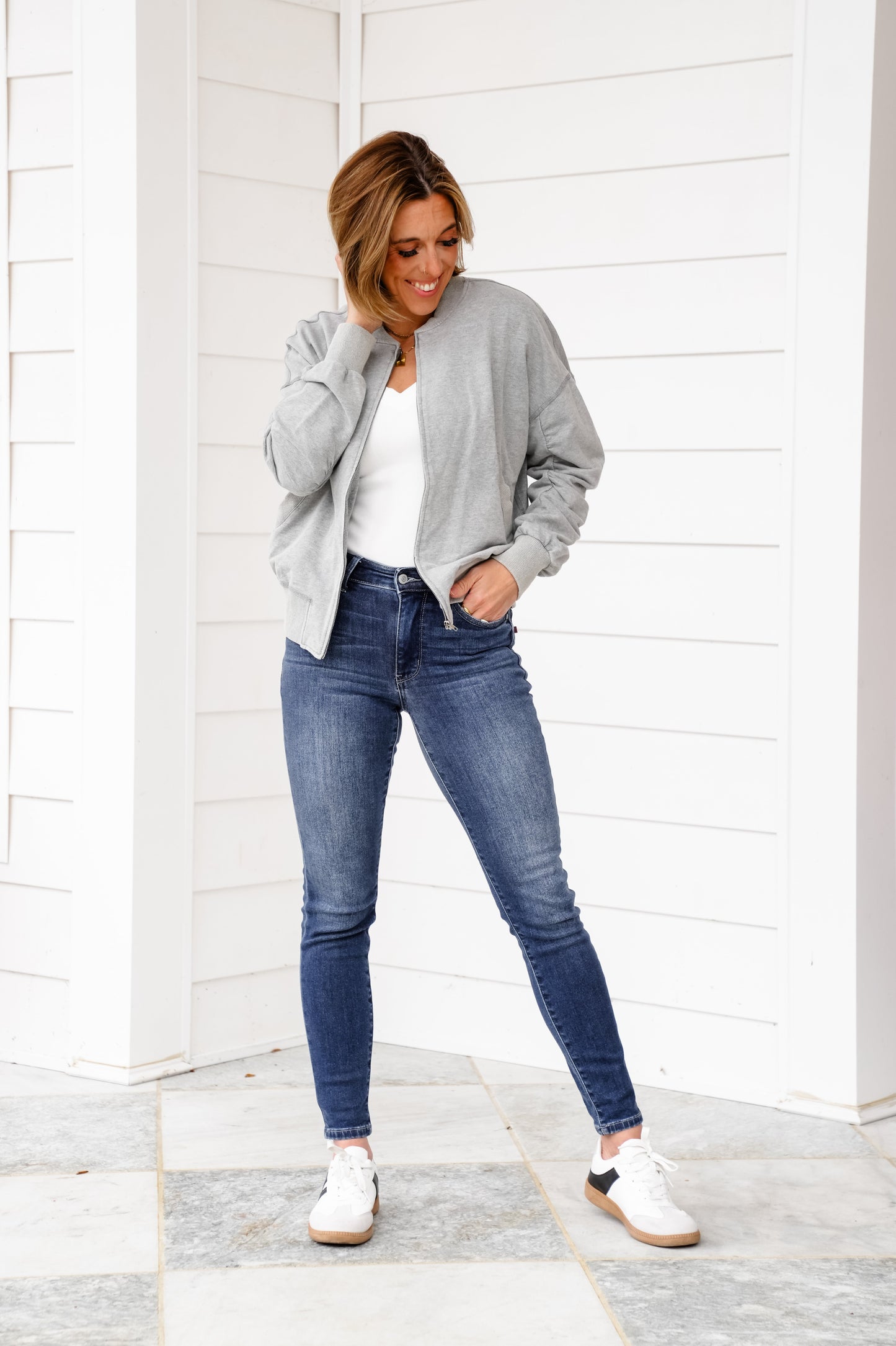 Judy Blue Mid Rise Dark Wash Thermal Skinny Jeans