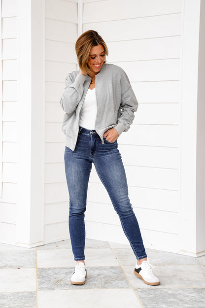 Judy Blue Mid Rise Dark Wash Thermal Skinny Jeans