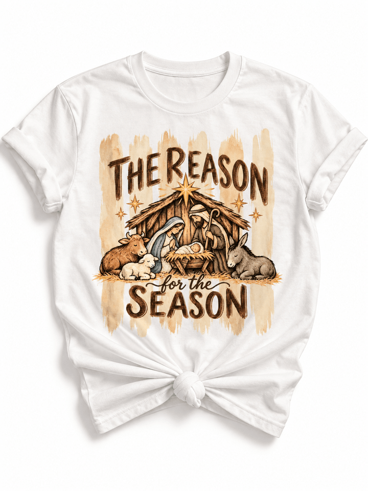 Plus/Reg Short Sleeve "The Reason for the Season" Christmas Graphic Tee - Freckled Poppy