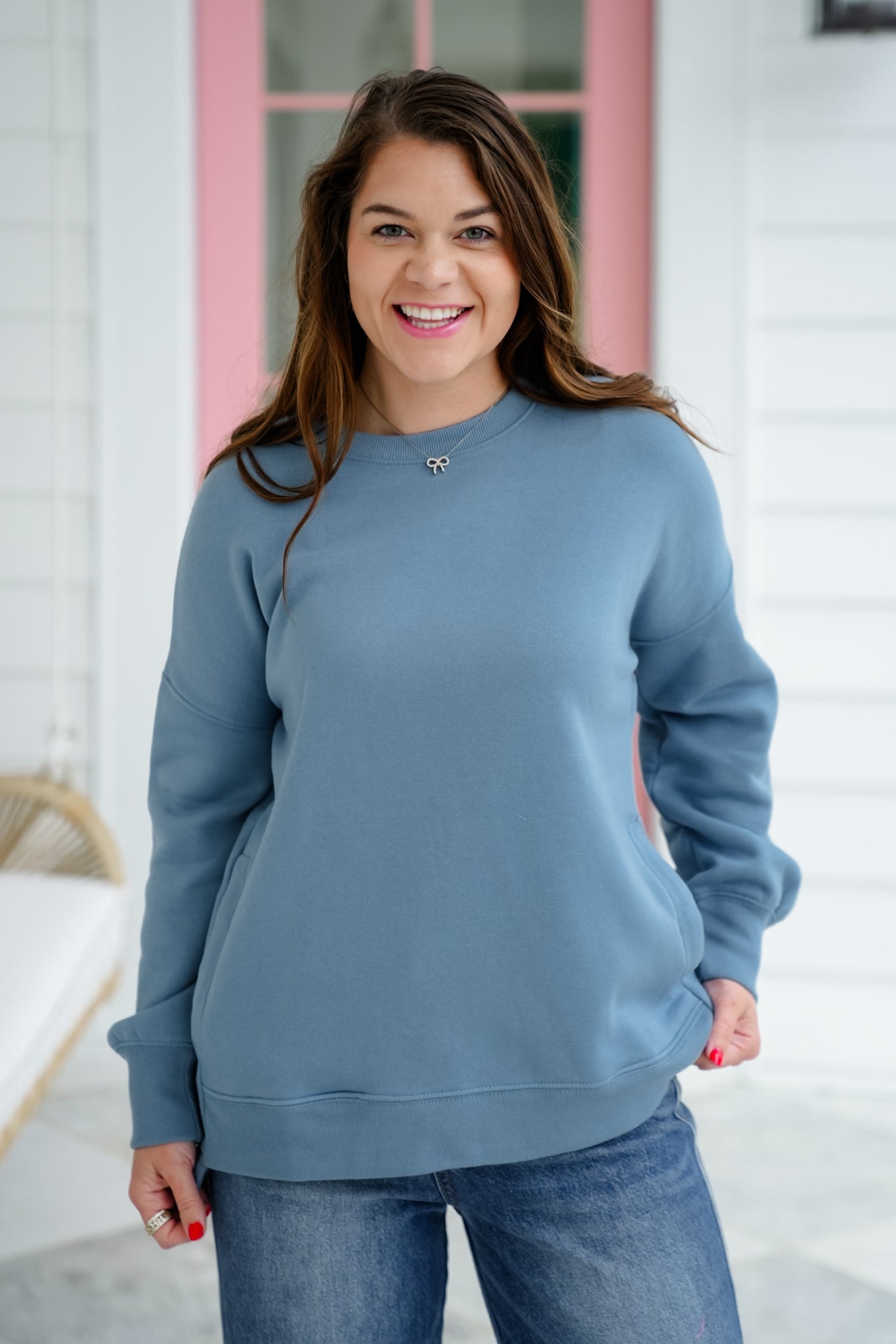 Door Buster! PLUS/REG Zenana Fleece Hi-Low Sweatshirts with Pocket