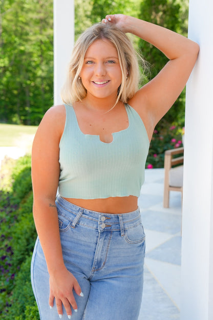 Ribbed Knit Cropped Tank Top (Multiple Colors)