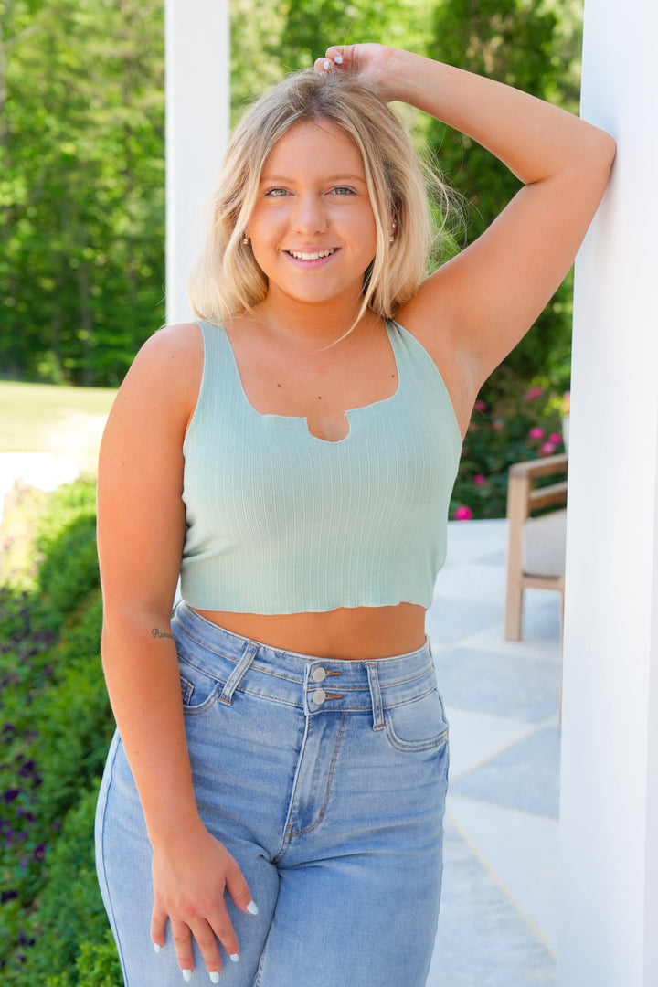 Ribbed Knit Cropped Tank Top (Multiple Colors)