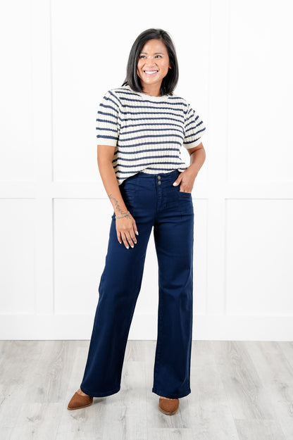Mica High Rise Dark Navy Wide Leg Jeans