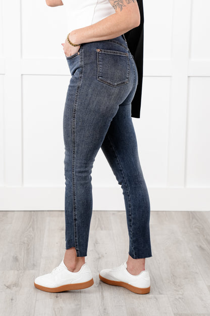 Judy Blue High Rise Dark Wash Tummy Control Step Hem Skinny Jeans