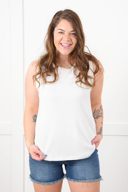 Door Buster! Plus/Reg Thermal Round Neck Tank Top with Reverse Seam Detail
