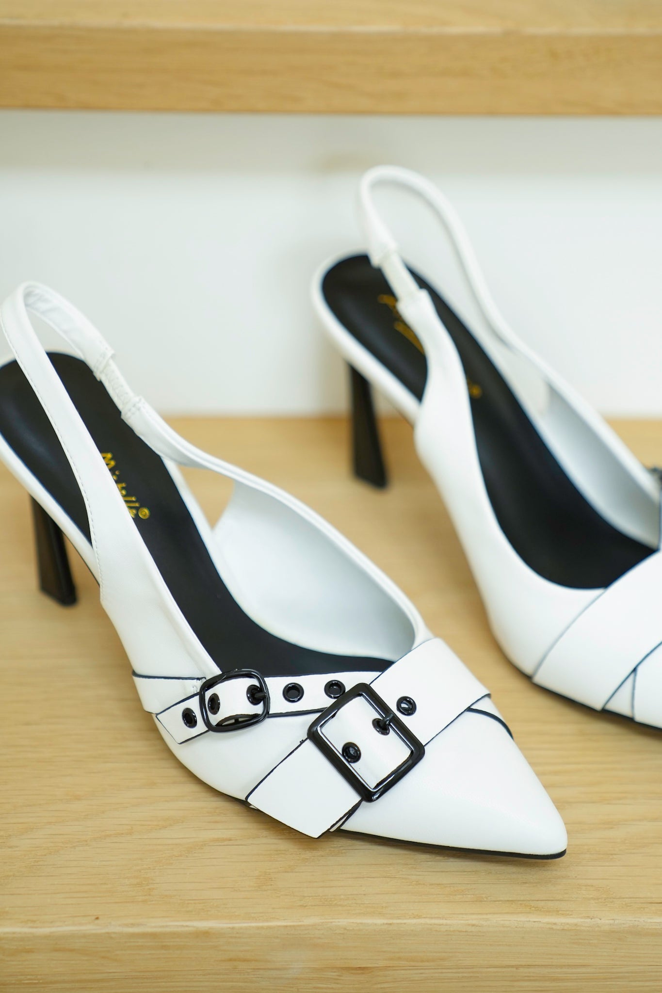 Vegan Leather Pointed Toe Slingback Heels