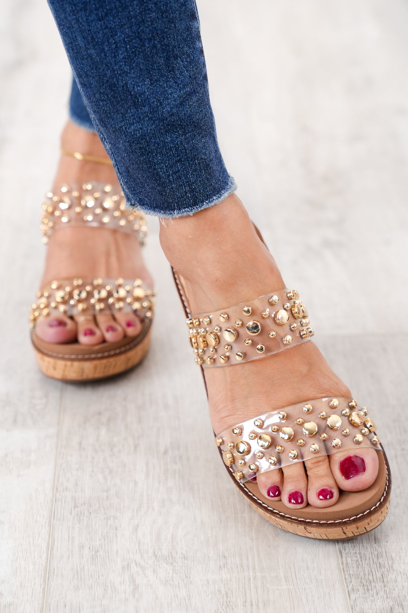 Corky's "Bad Habit" Studded Straps Wedge Heels
