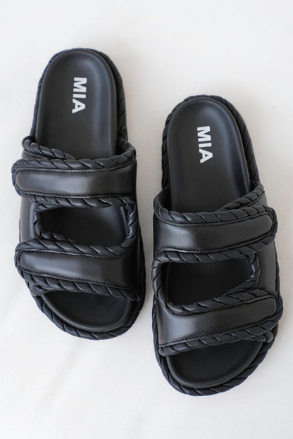 MIA Quilted Sandals with Braided Detailing