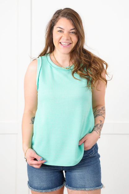 Door Buster! Plus/Reg Thermal Round Neck Tank Top with Reverse Seam Detail