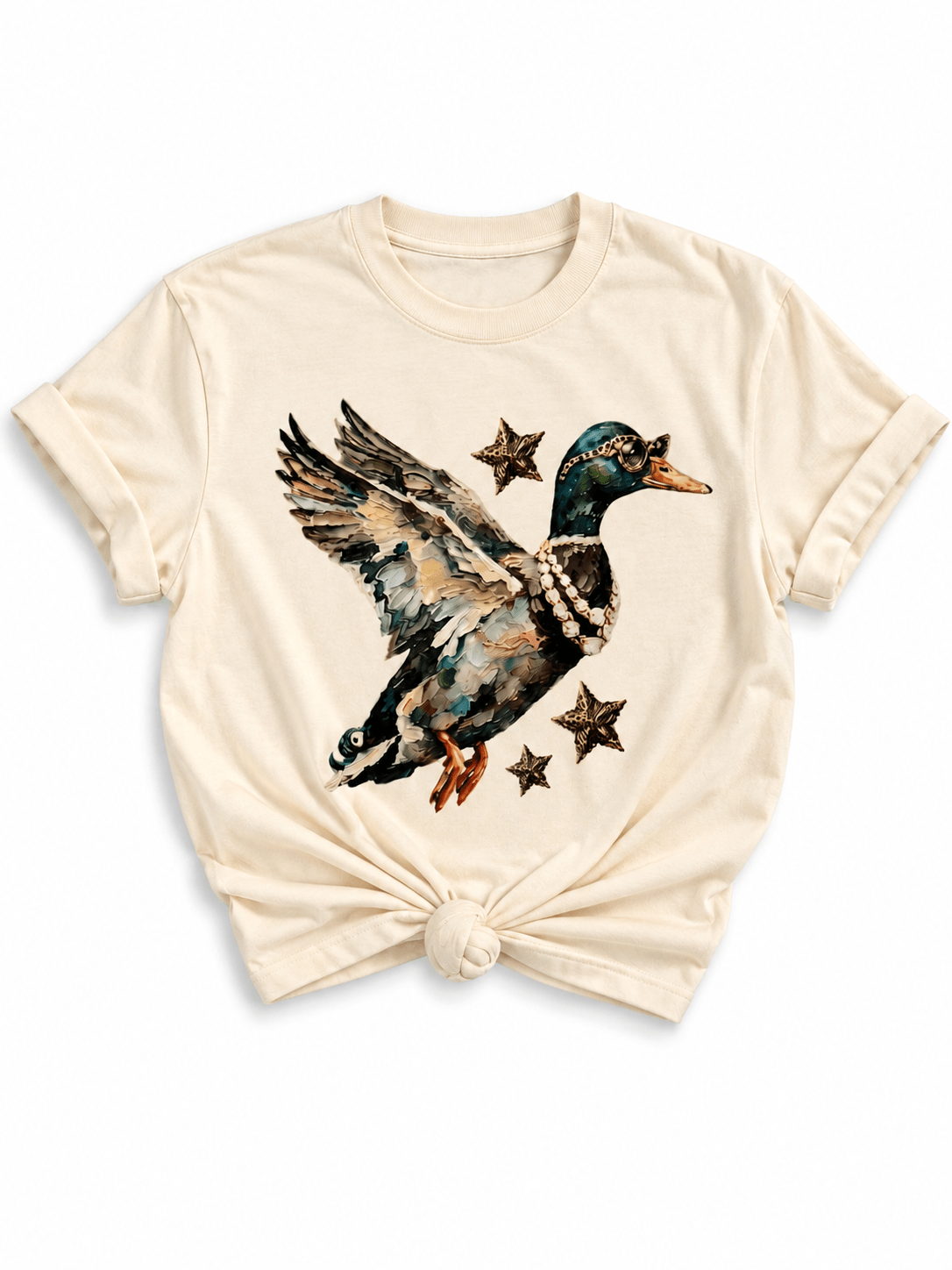 Plus/Reg Short Sleeve Starry Glam Mallard Graphic Tee - Freckled Poppy