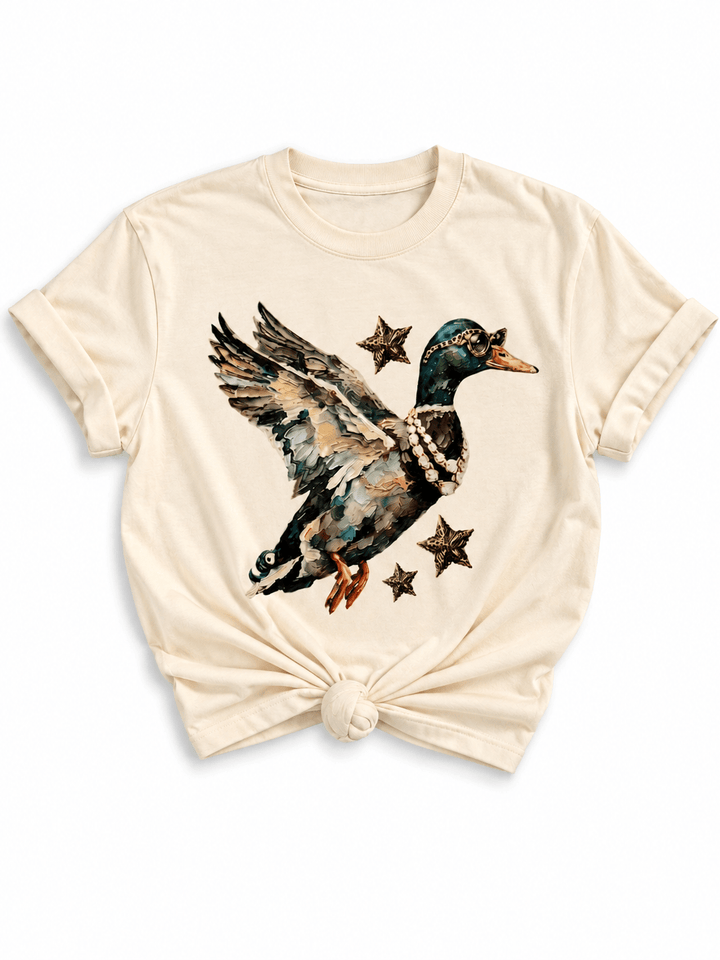 Plus/Reg Short Sleeve Starry Glam Mallard Graphic Tee - Freckled Poppy