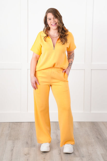 Door Buster! Plus/Reg Short Dolman Sleeve Half Zip Top and Pant Travel Set